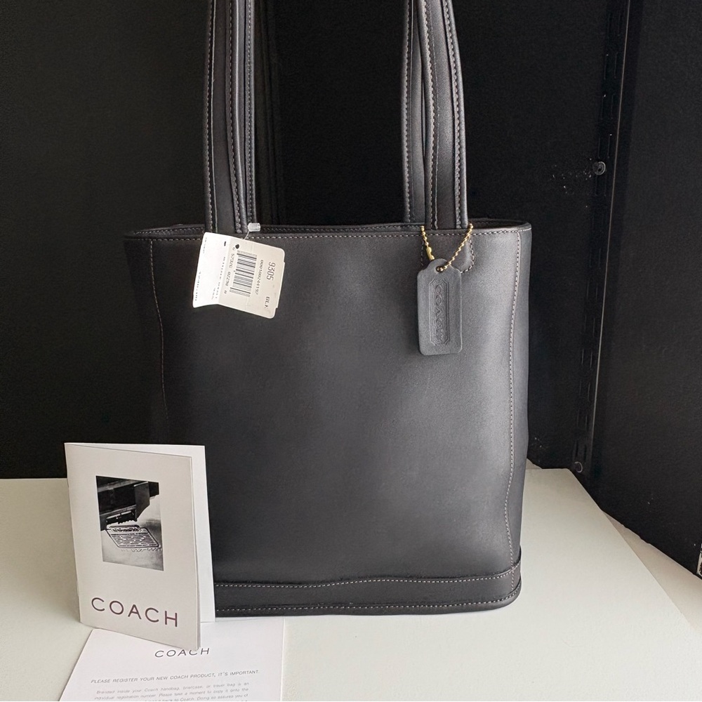 Vintage Coach Black Leather Bleeker Bucket Tote Bag Dead stock